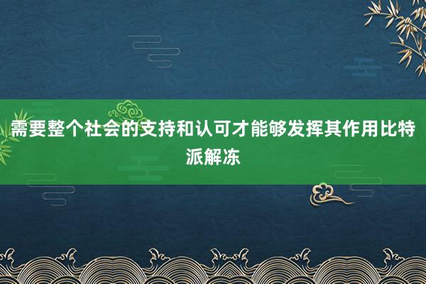 需要整个社会的支持和认可才能够发挥其作用比特派解冻