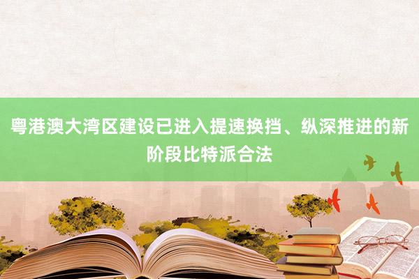 粤港澳大湾区建设已进入提速换挡、纵深推进的新阶段比特派合法