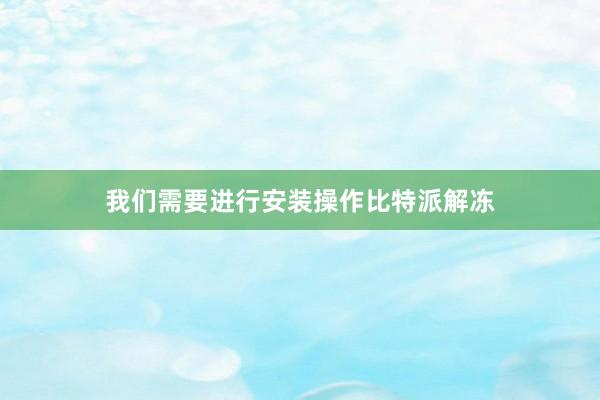 我们需要进行安装操作比特派解冻