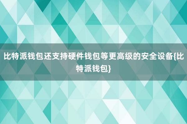 比特派钱包还支持硬件钱包等更高级的安全设备{比特派钱包}