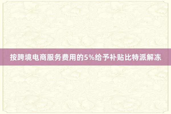 按跨境电商服务费用的5%给予补贴比特派解冻