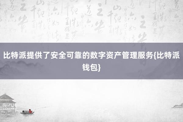 比特派提供了安全可靠的数字资产管理服务{比特派钱包}