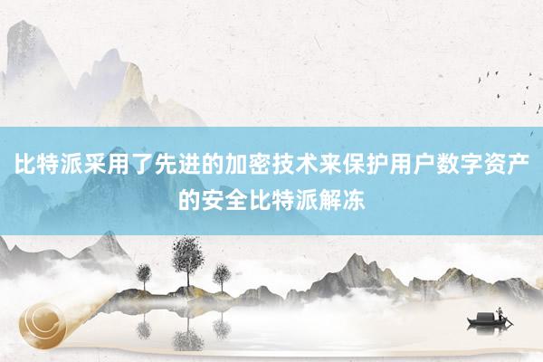 比特派采用了先进的加密技术来保护用户数字资产的安全比特派解冻