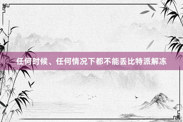 任何时候、任何情况下都不能丢比特派解冻