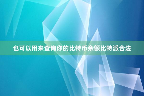 也可以用来查询你的比特币余额比特派合法