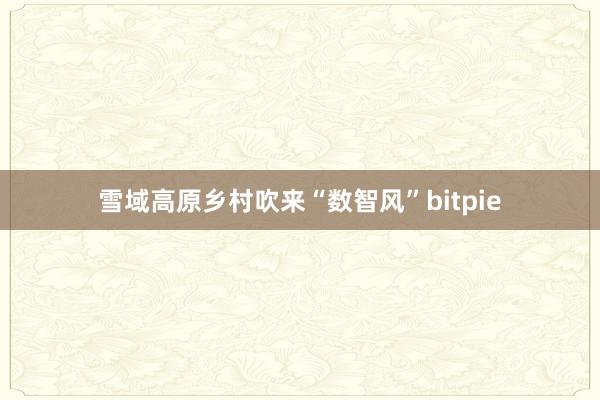 雪域高原乡村吹来“数智风”bitpie