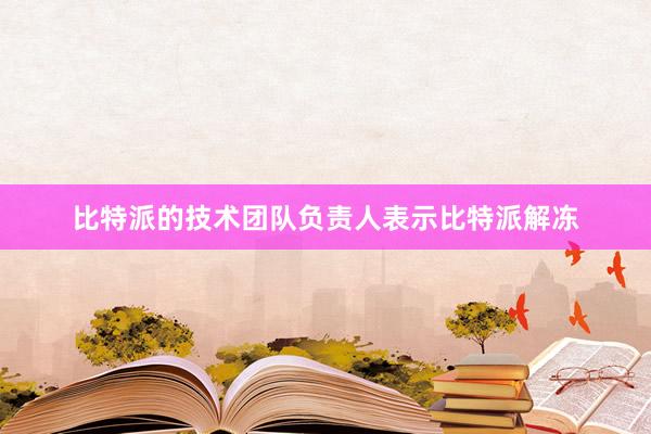 比特派的技术团队负责人表示比特派解冻